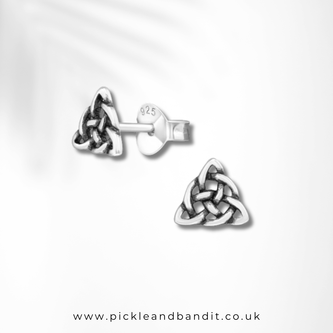 Sterling Silver Celtic Triangle Ear Studs