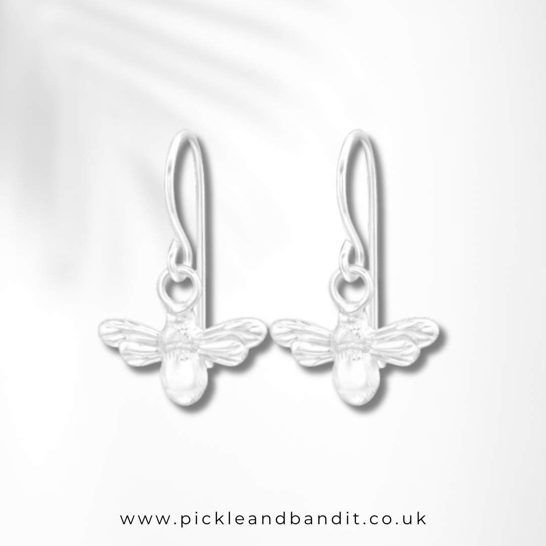 Sterling Silver Bee Drop Earrings