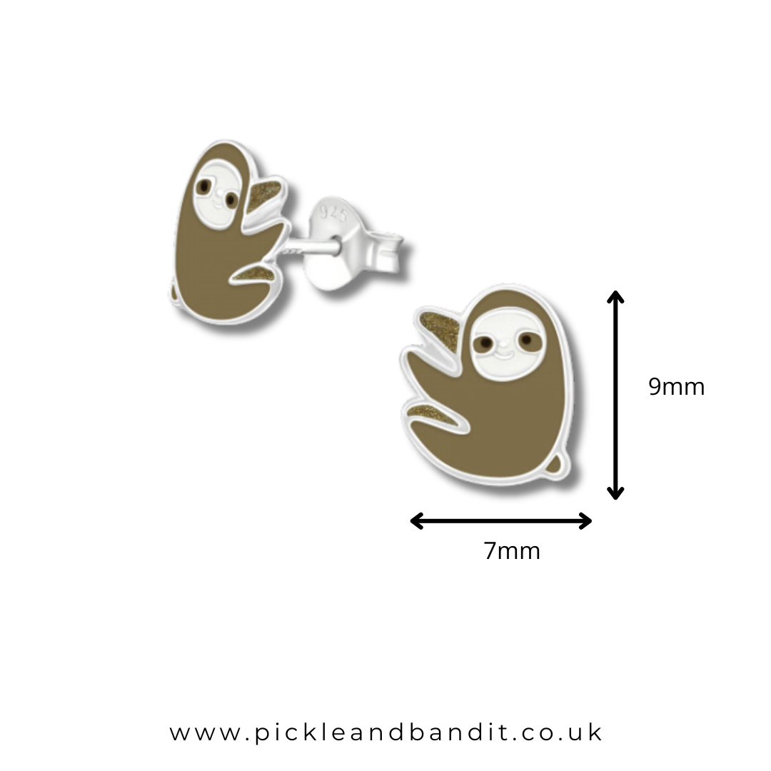 Sterling Silver Sloth Ear Studs