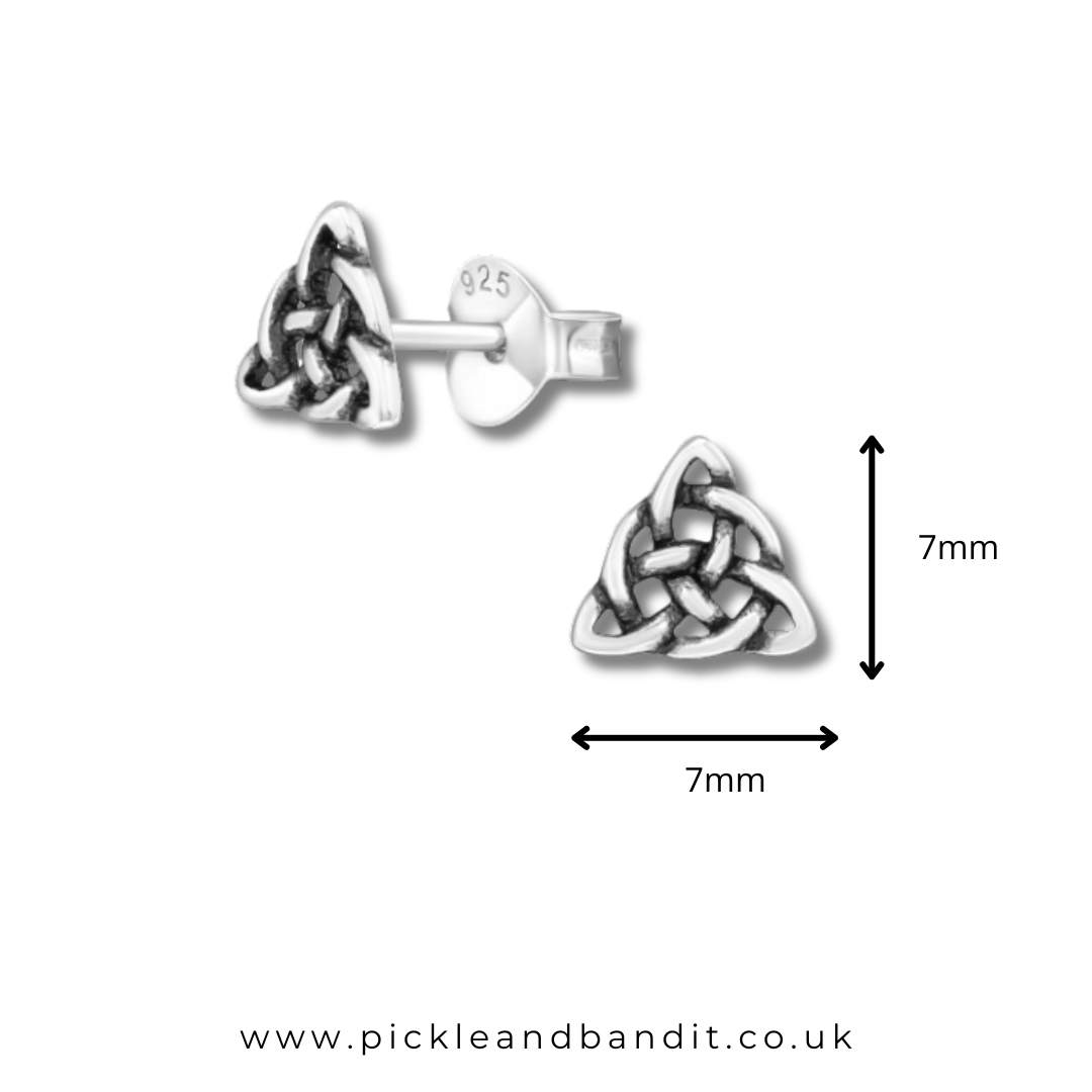 Sterling Silver Celtic Triangle Ear Studs