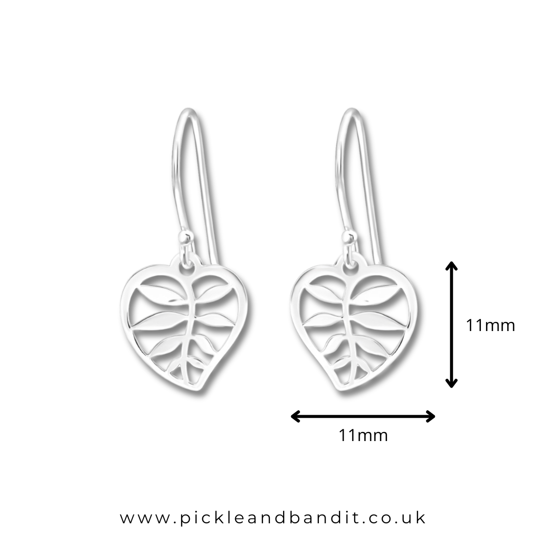 Sterling Silver Tropical Leaf Drop Earrings