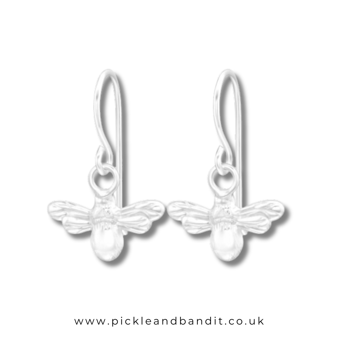 Sterling Silver Bee Drop Earrings