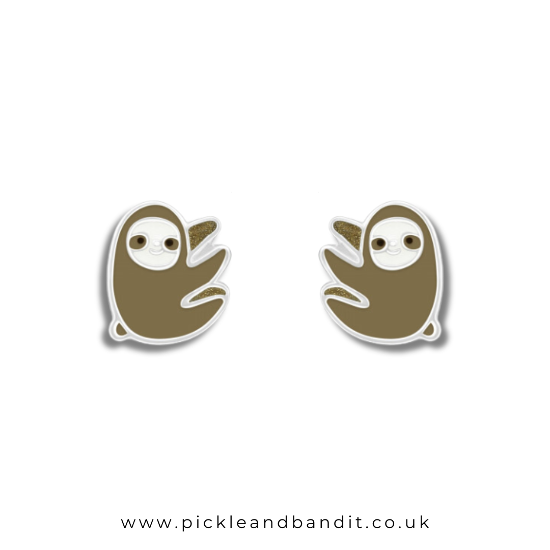 Sterling Silver Sloth Ear Studs