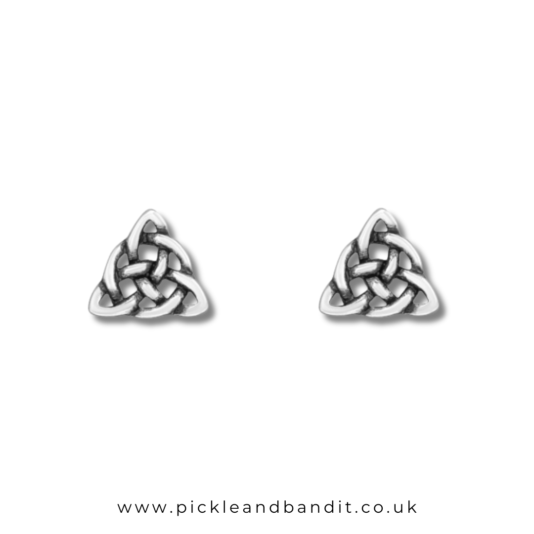 Sterling Silver Celtic Triangle Ear Studs