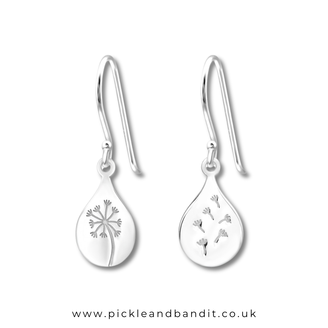 Sterling Silver Dandelion Wish Drop Earrings