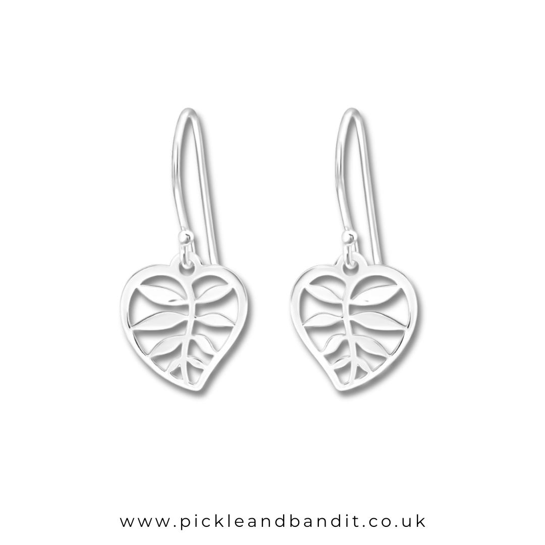 Sterling Silver Tropical Leaf Drop Earrings