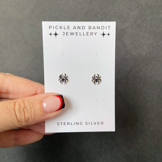 Sterling Silver Crystal Spider Ear Studs