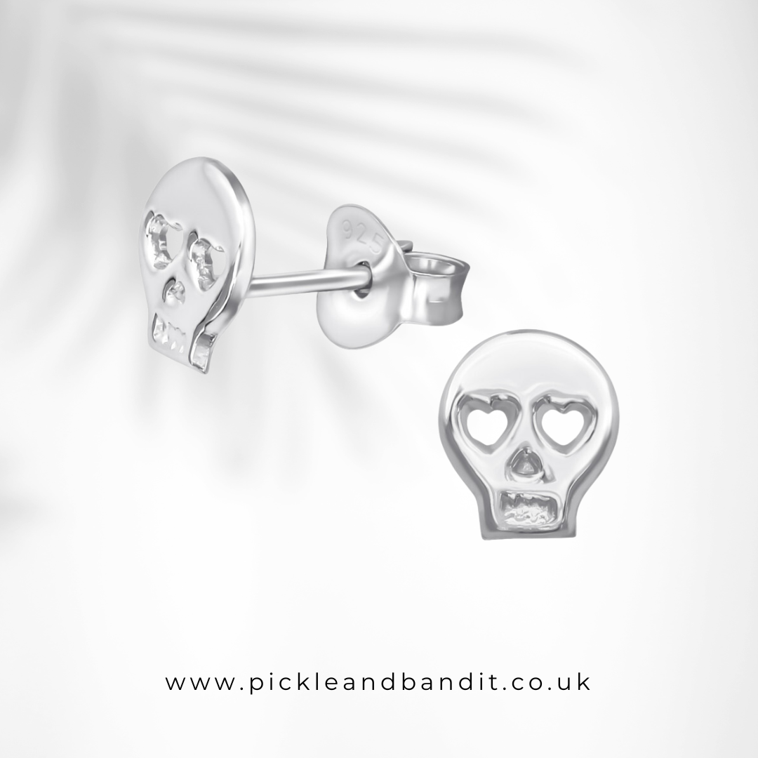 Sterling Silver Skull Ear Studs