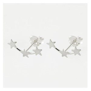 Sterling silver 3 plain stars ear crawler. A triple star constellation that subtly climbs the ear
