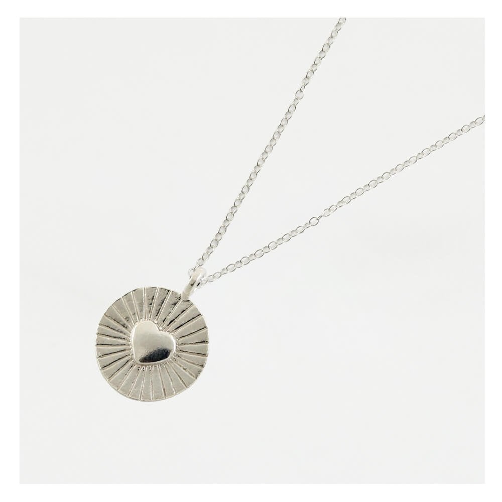 Sterling Silver Etched Heart Pendant Necklace